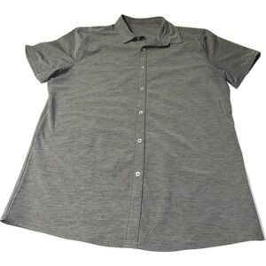 Gray Heathered Short Sleeve Casual Performance Button Up Shirt Men's Large